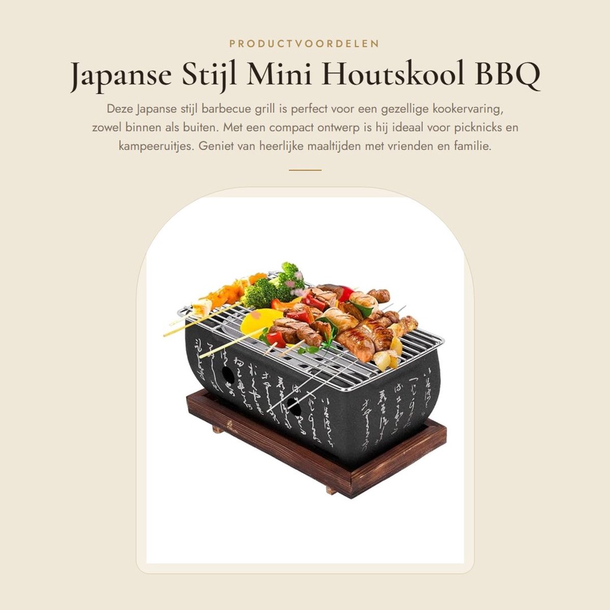 Dailygoods- Barbecue Grill Japanse Stijl - Mini BBQ - Houtskool Kachel - Duurzaam Materiaal - Keramische Grill - Ideaal voor Kamperen