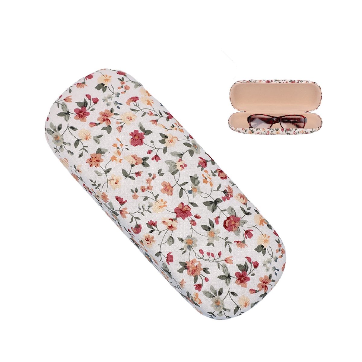 Dailygoods- Brillenkoker Dames - Hardcase - Bloemenmotief - Draagbaar - Roestvrij Staal - 16,5 x 6,5 x 3,5 cm - Duurzaam Materiaal - Brilcase