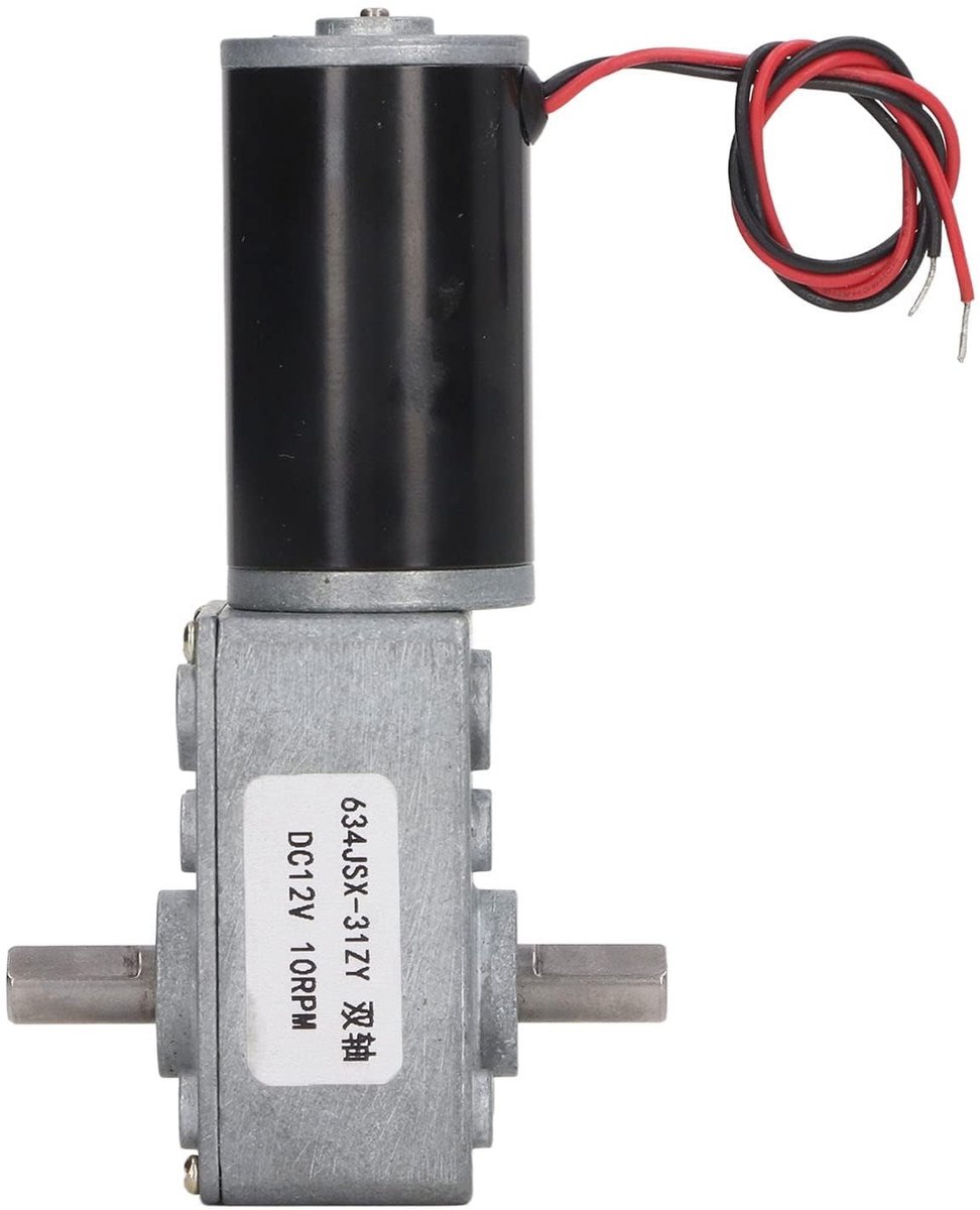 Dailygoods- Gear Motor 12V - Worm Gear Motor - Zelfsluitend - Hoge Koppel - CW/CCW Rotatie - Aluminium Behuizing - Duurzaam