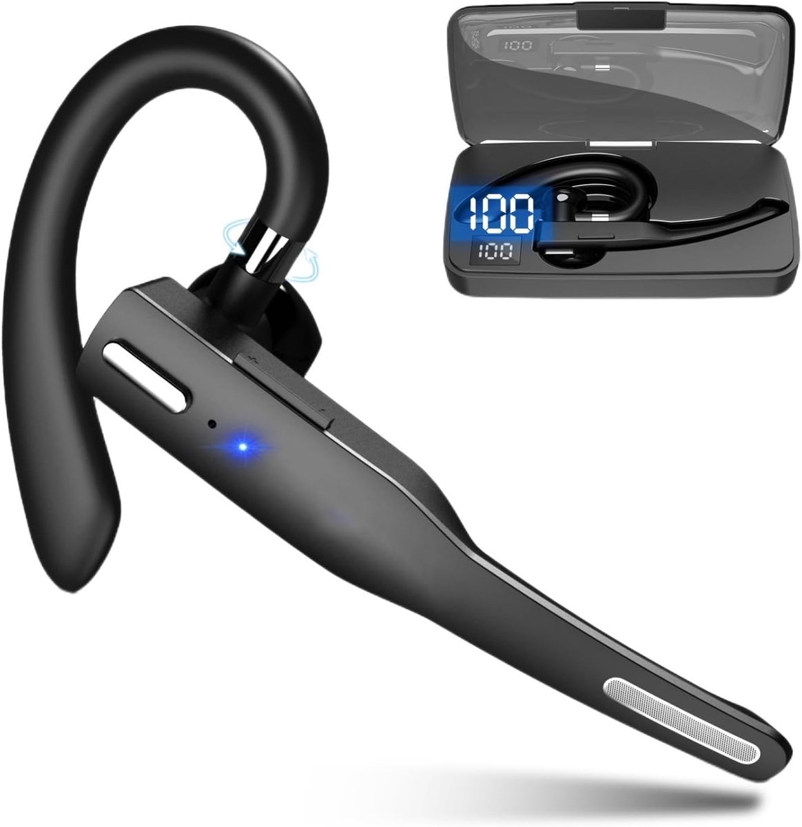 Bluetooth Oortelefoon - Draadloze Headset - Handsfree Bellen - Intelligente Ruisonderdrukking - 12 Uur Gesprekstijd - Zwart