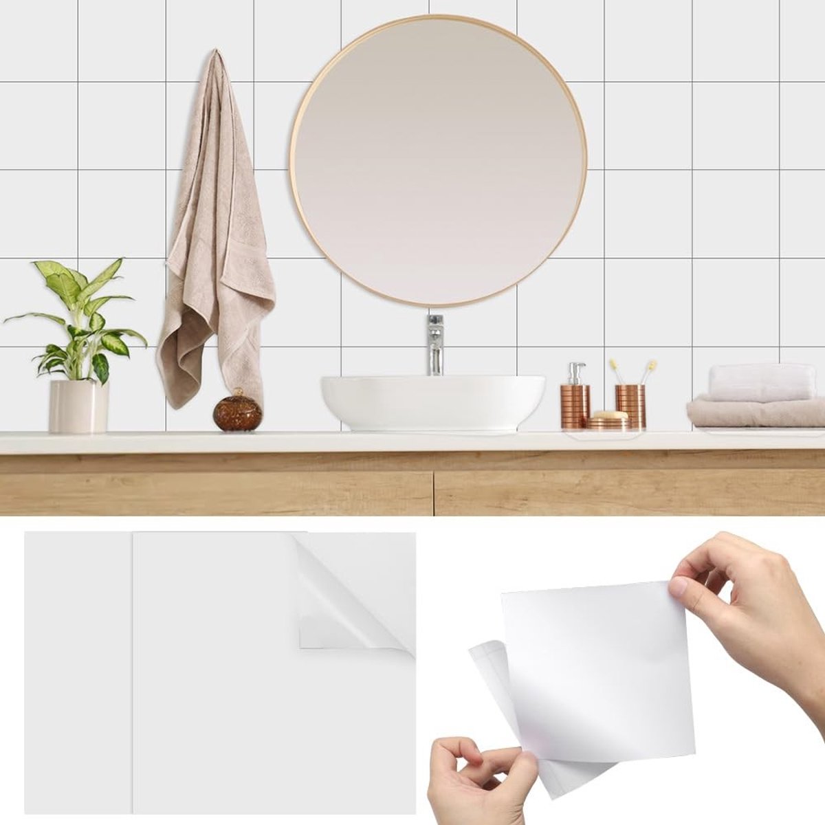 Dailygoods- Tegelstickers 15x15 cm - 48 Stuks - Waterdicht - Zelfklevend - Voor Badkamer/Keuken - Effen Plakfolie