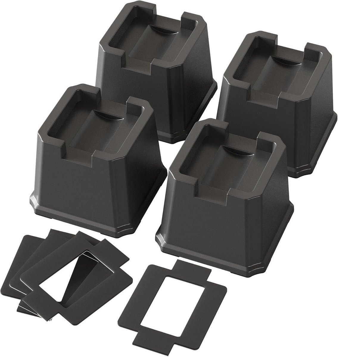 Bedverhogers Set - Meubel Lifters - Extra Hoogte Creëren - Robuust Stevig Plastic - 4 Stuks 7.5 cm - Zwart