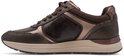 Bruine Tamaris sneaker met verschillende bruine texturen en beige accenten.