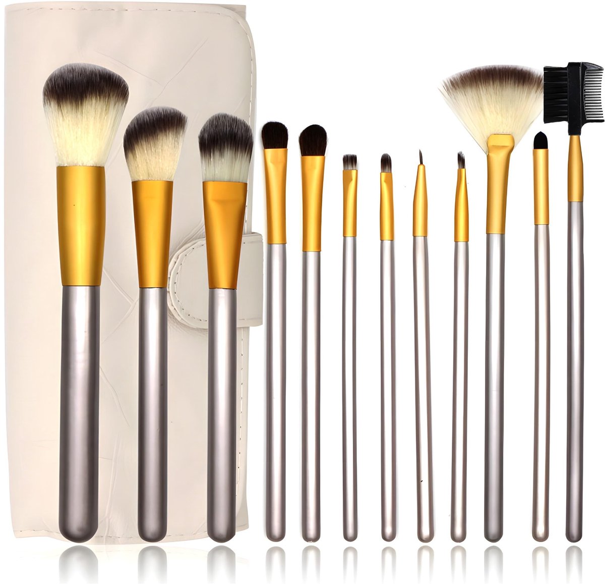 Dailygoods- Make-upkwasten Set 12 Stuks - Professionele Kwasten voor Oogschaduw/Wenkbrauwen/Foundation - Duurzaam - Milieuvriendelijk - Kwaliteit voor Elke Gelegenheid - Cosmeticakwas