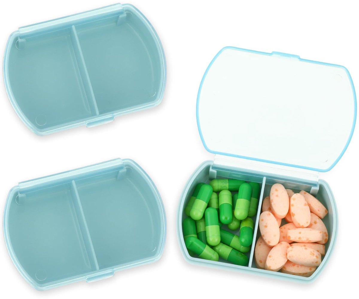 Dailygoods- Pil Organizer 2 Stuks - Draagbare Medicatie Houder - Compacte Opslag Container - Kunststof - Blauw - 7 Dag Houders - Medicatiehouder