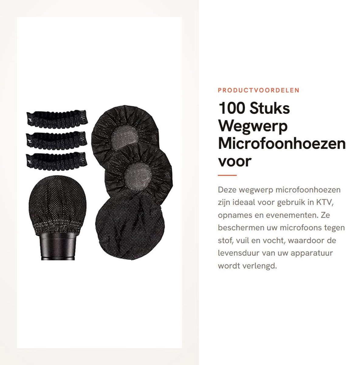 Dailygoods- Microfoonhoes Wegwerp - Beschermkap - Niet-geweven - Geschikt voor U/O-vormige Microfoons - Veiligheidsmateriaal - Bescherming tegen Stof/Water - Microfoonkappen