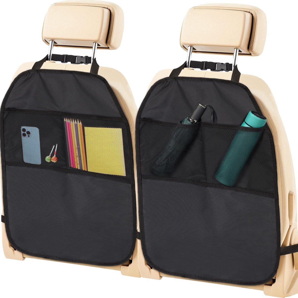 Dailygoods- Autostoelbeschermer - 2 Stuks - Zwart - Autostoel Beschermer Achterkant - Auto Schoon en Netjes - Schokbestendig Materiaal - Autostoelbescherming