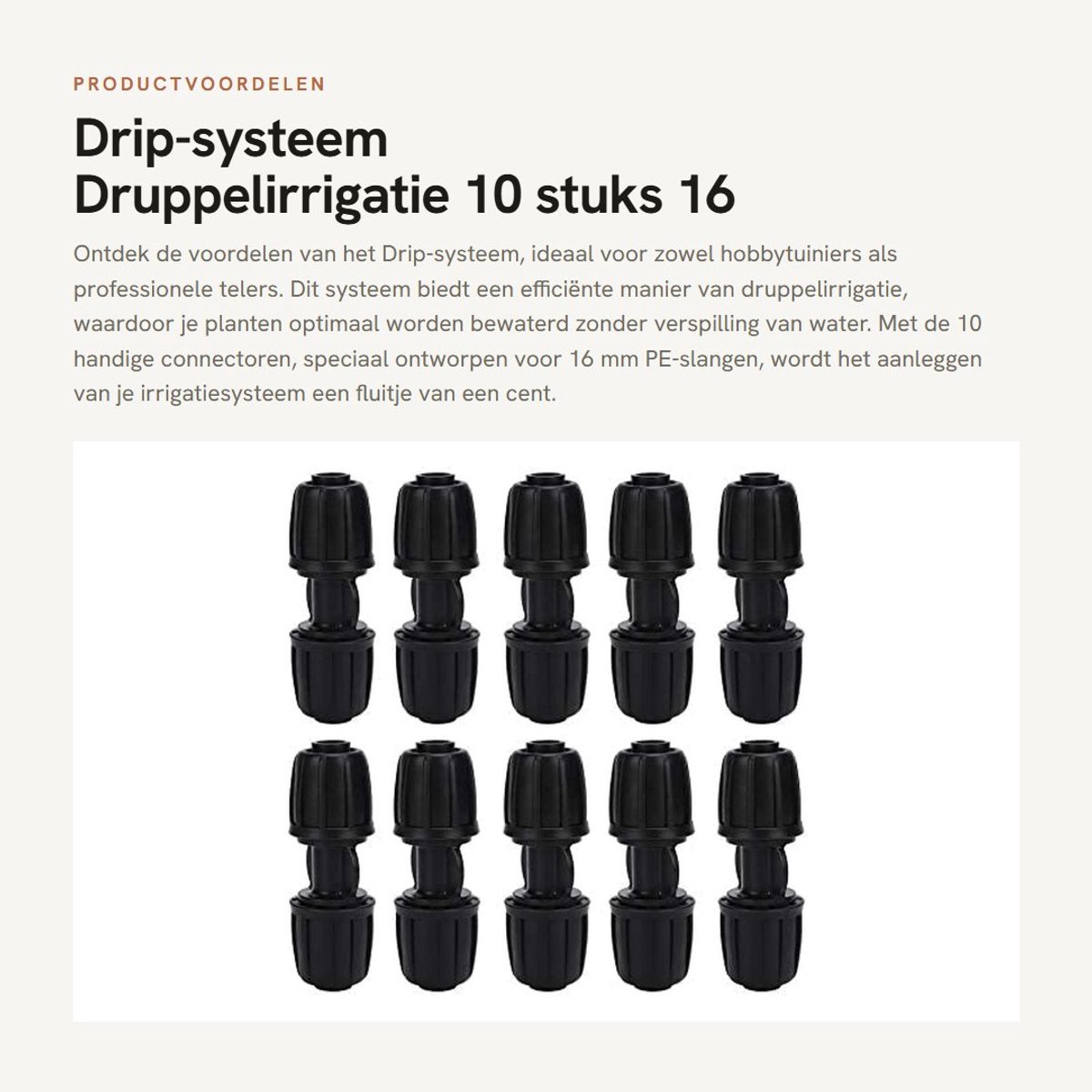 Dailygoods- Drip-systeem 10 Stuks - Tuinconnector - PE-slang - Aansluitingen - Stekkers - POM Materiaal - 100% Gloednieuw