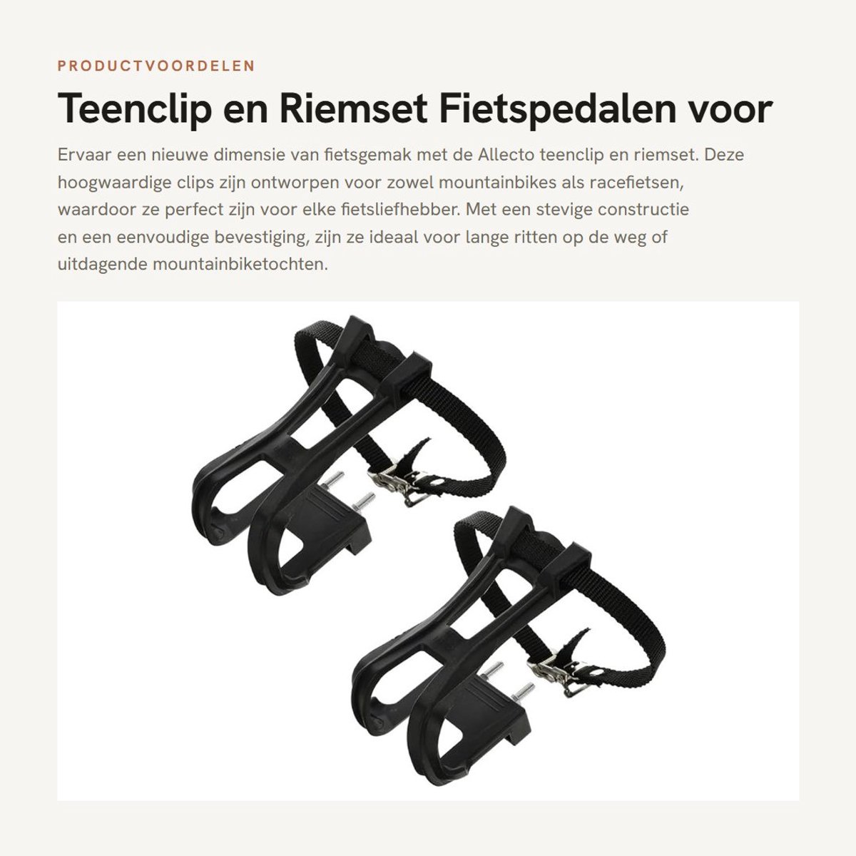 Dailygoods- Fietspedalen Duurzaam - Fietspedalen Mountainbike - Fietspedalen Racefiets - Teenclip/Riemset - Hoogwaardig Materiaal - Geschikt voor Afneembare Reflector - Fietspedaalriem