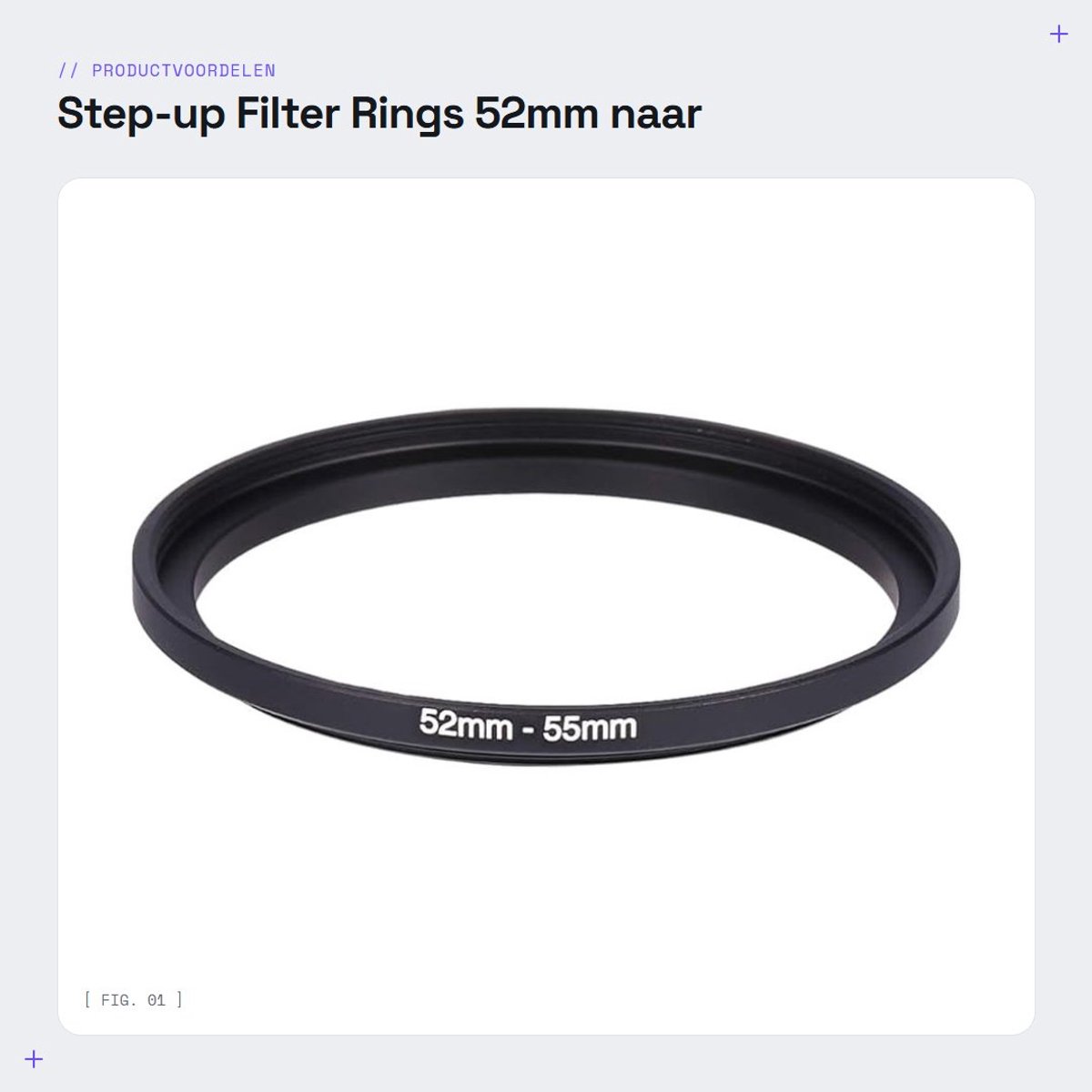 Dailygoods - Step-up Filter Rings - 52mm naar 55mm - Flexibel gebruik - Aluminium - Camera filter adapter - Geschikt voor fotografen - 52mm-55mm