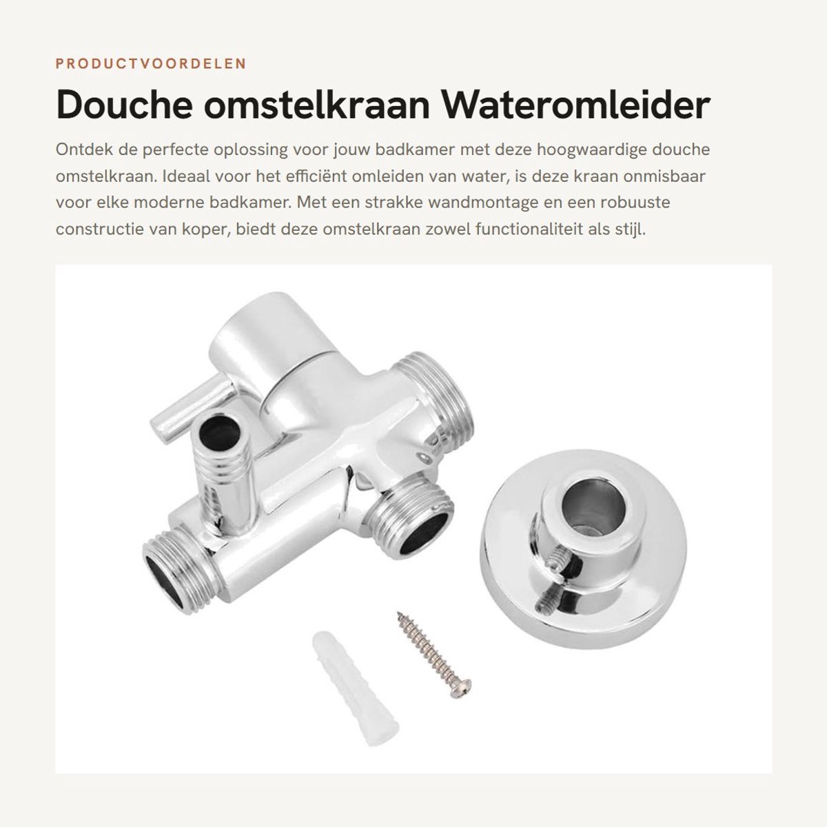 Dailygoods- Omstelkraan Wandmontage - Doucheafleider - Koper - Galvaniseren - Wateromleider - Krasbestendig - Nominale druk 0,5-0,8 MPa - Douchekraan