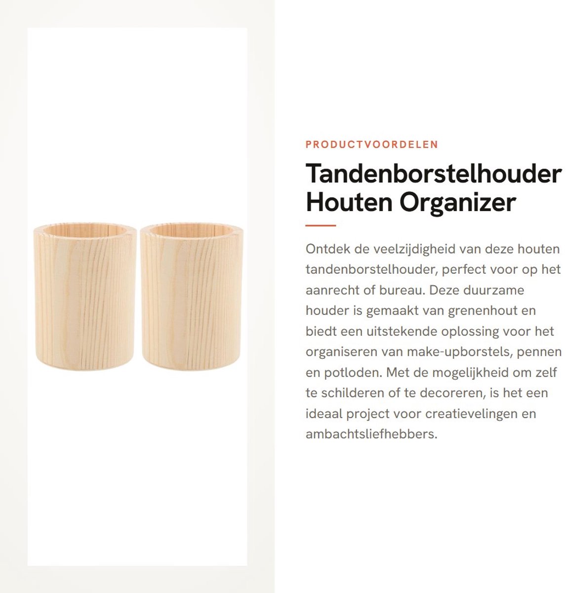 Dailygoods- Tandenborstelhouder Houten - Bureau Organizer - Pennenhouder - Gereedschapshouder - Duurzaam - 2 Stuks - 10x8x8cm