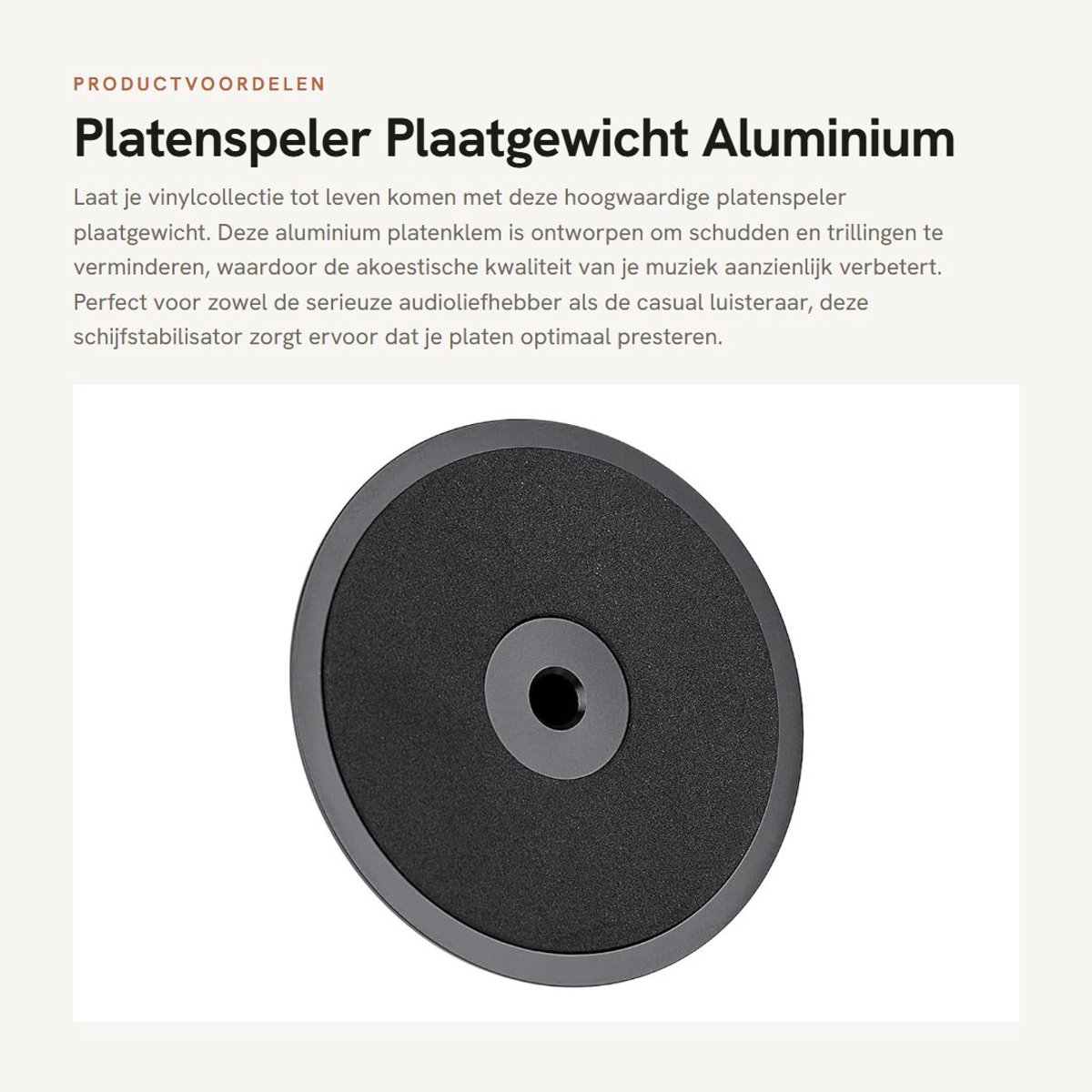 Dailygoods- Plaatgewicht Aluminium - LP Stabilisator - Draaitafelplaatgewicht - Schijfstabilisator - Lichtgewicht - Hoogte 31 cm - Platenklem