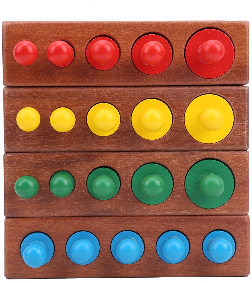 Dailygoods - Montessori Knobbed Cilinders Blocks - Educatief Houten Speelgoed - Kleurrijke Cilinders - Vroeg Leren - Speelgoed voor Baby's - 0-2 jaar