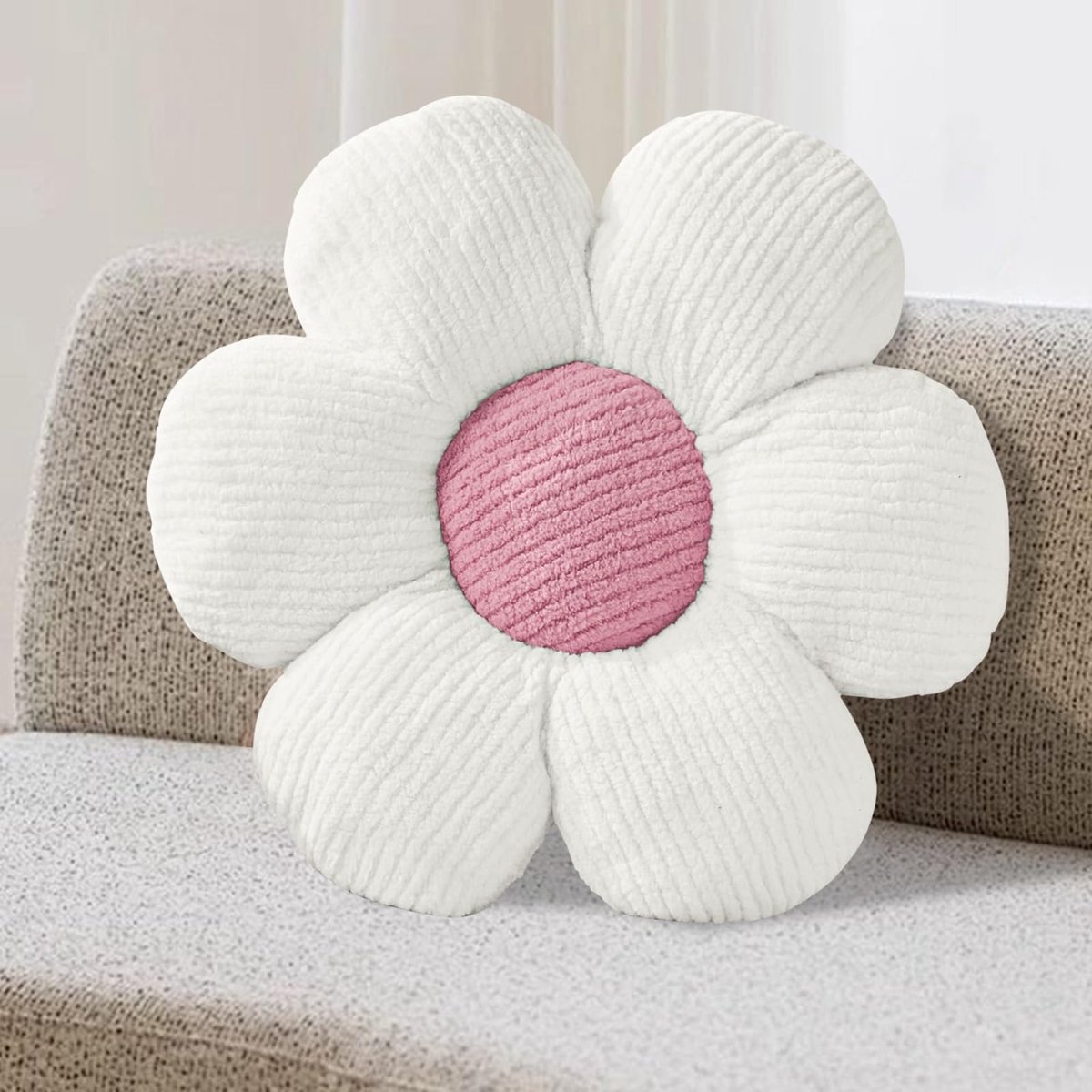 Dailygoods- Bloemkussen 40 cm - Zacht Pluche Kussen - Decoratief Kussen - Knuffelkussen - Stoelkussen/Vloerkussen - Hoogwaardige Stoffen - Decoratiekussen