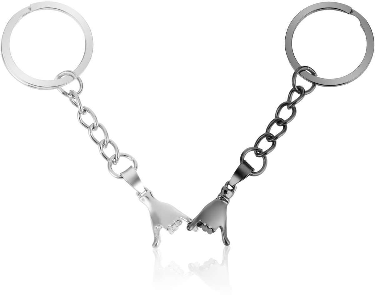 Dailygoods- Sleutelhanger Hand-in-Hand - 2 Stuks - Zinklegering - Koppel Cadeau - Belofte Sleutelhanger - Totale Lengte 8 cm - Koppelaccessoire