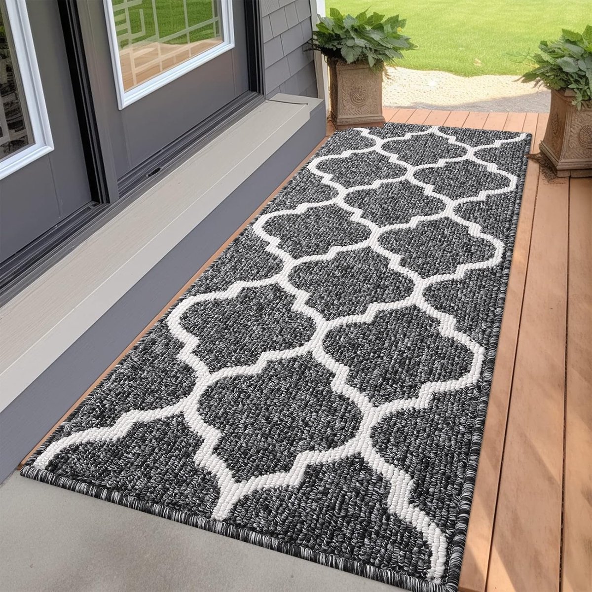 Binnendeurmat - Antislip mat - Vuil en vocht vangen - Laag profiel - 47 x 20 cm - Zwart