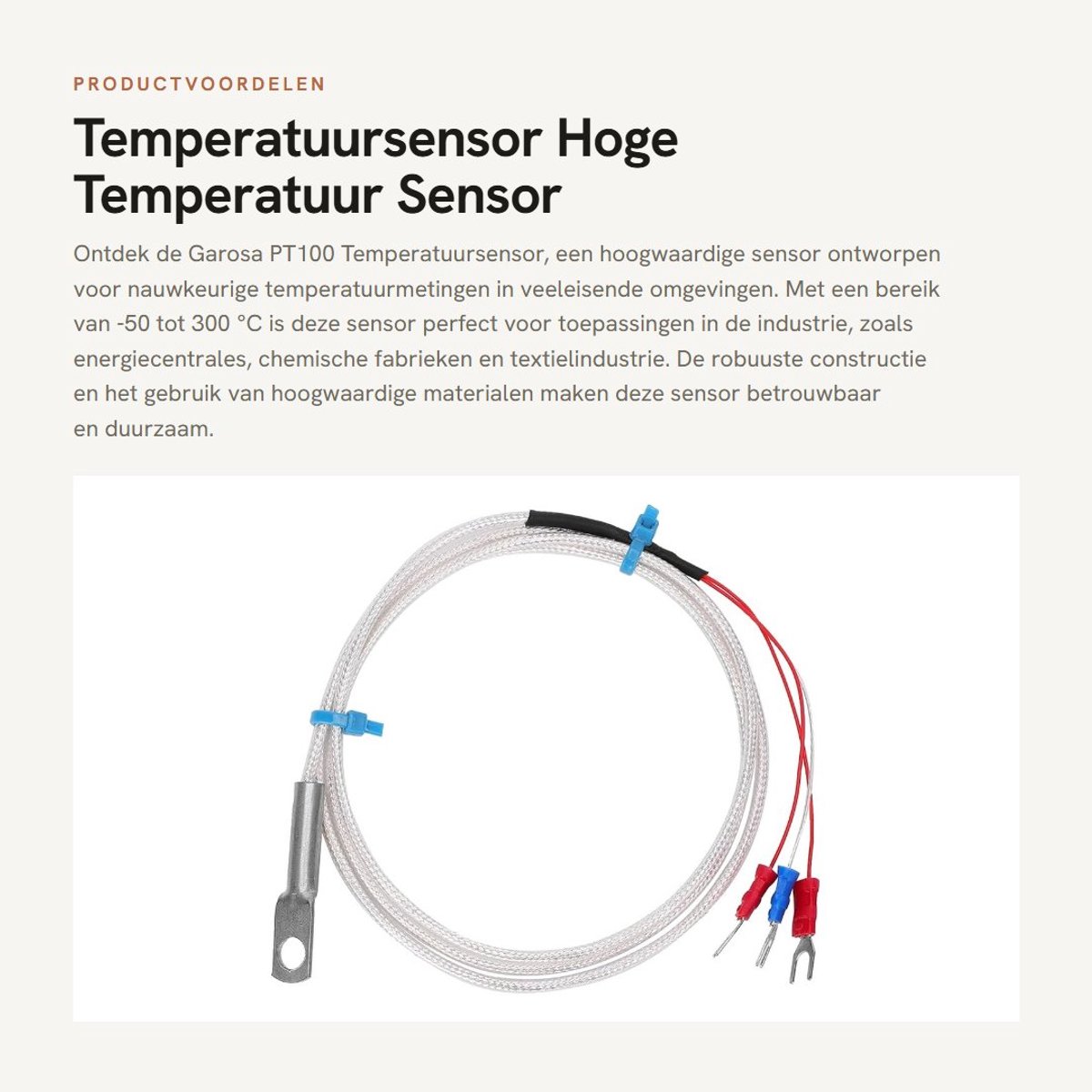 Dailygoods- Temperatuursensor - PT100 - Hoge Temperatuur - 6 mm Gat - Driefasig Systeem - Roestvrij Staal - Geschikt voor Energiecentrales - Temperatuursonde