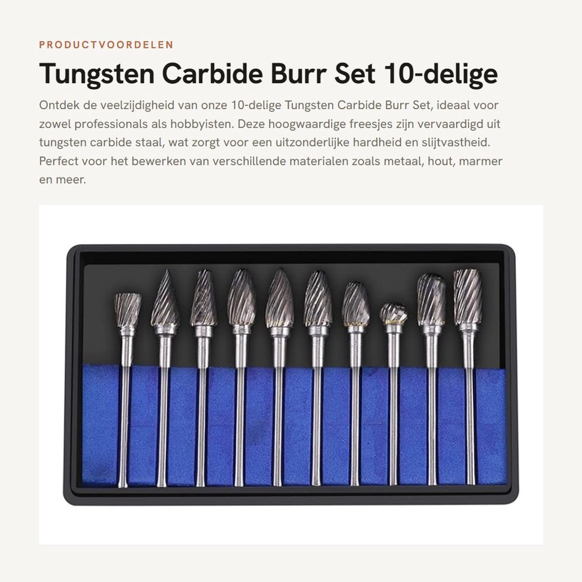 Dailygoods - Tungsten Carbide Burr Set - 10-delige set - Voor slijpen en graveren - Professioneel - Voor polijsten - Geschikt voor hout en metaal - Ho...