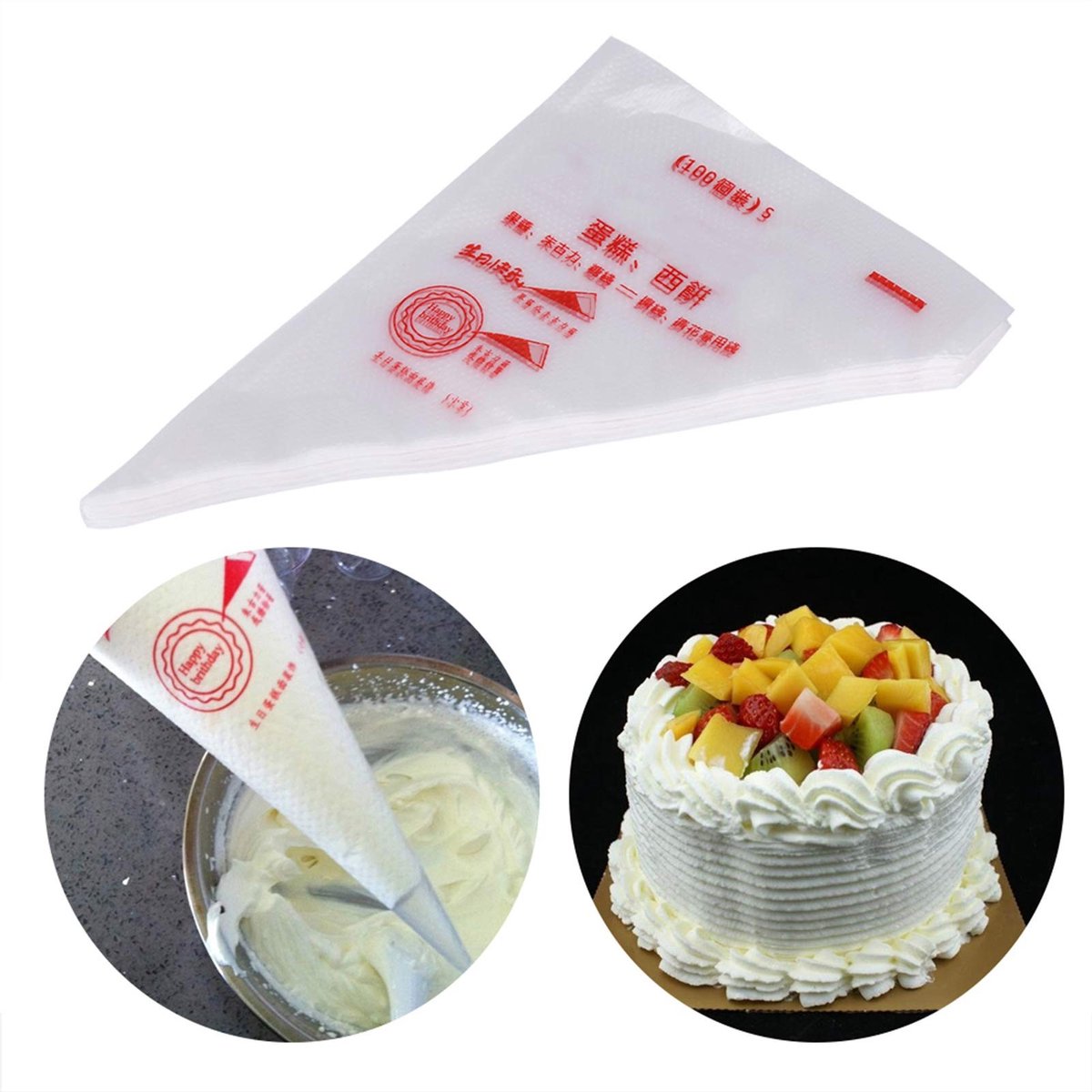 Dailygoods- Spuitzakken 100 Stuks - Wegwerp/Herbruikbaar - Voedselveilig Plastic - Antislip/Dikke - Ideaal voor Gebak - Eenvoudig af te knippen - Bakzakken