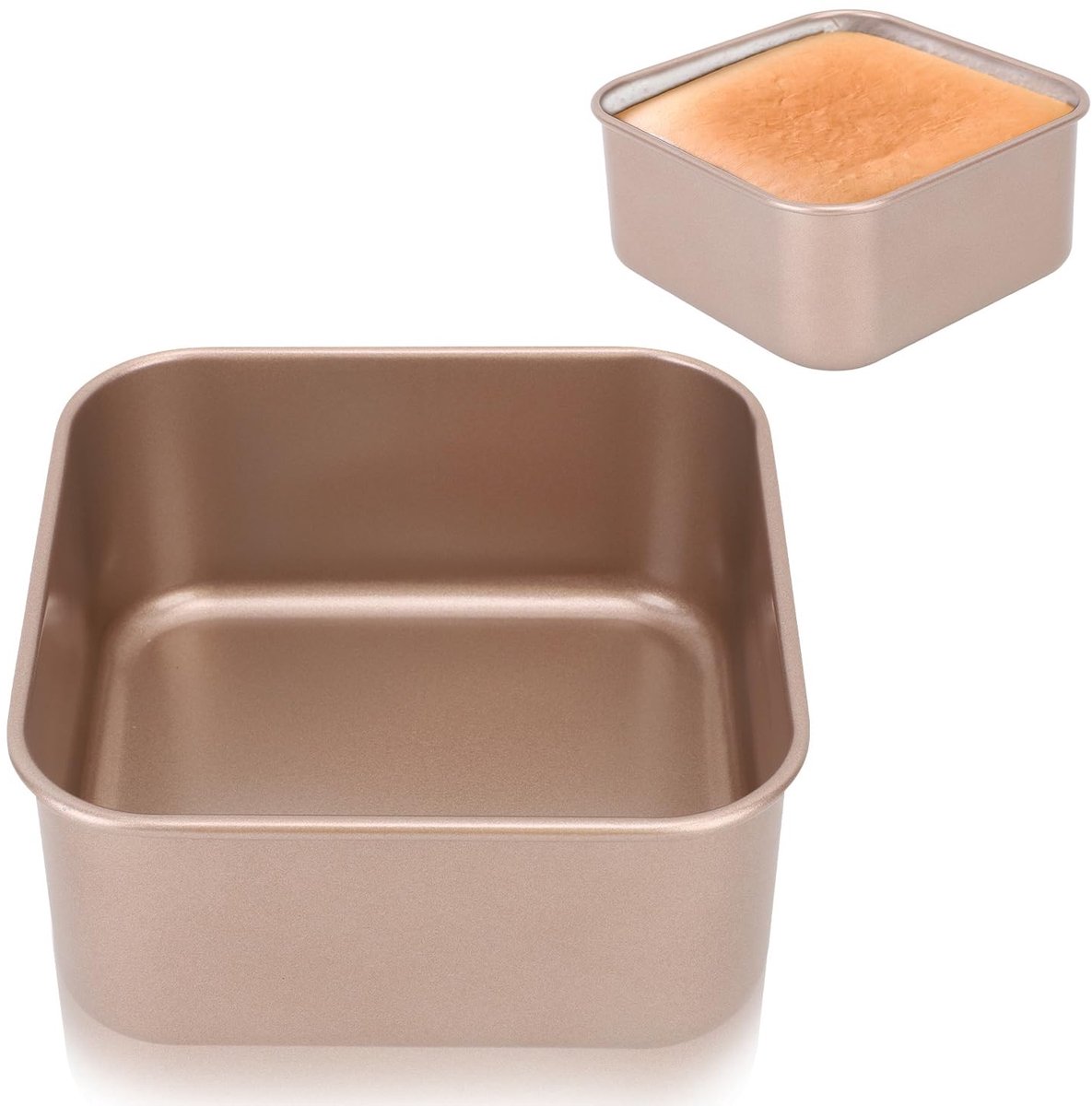Dailygoods- Cakevorm 23,5 x 23,5 x 8 cm - Ovenschaal - Bakvorm - Gouden Koekjesplaat - Broodpan - Duurzaam Koolstofstaal
