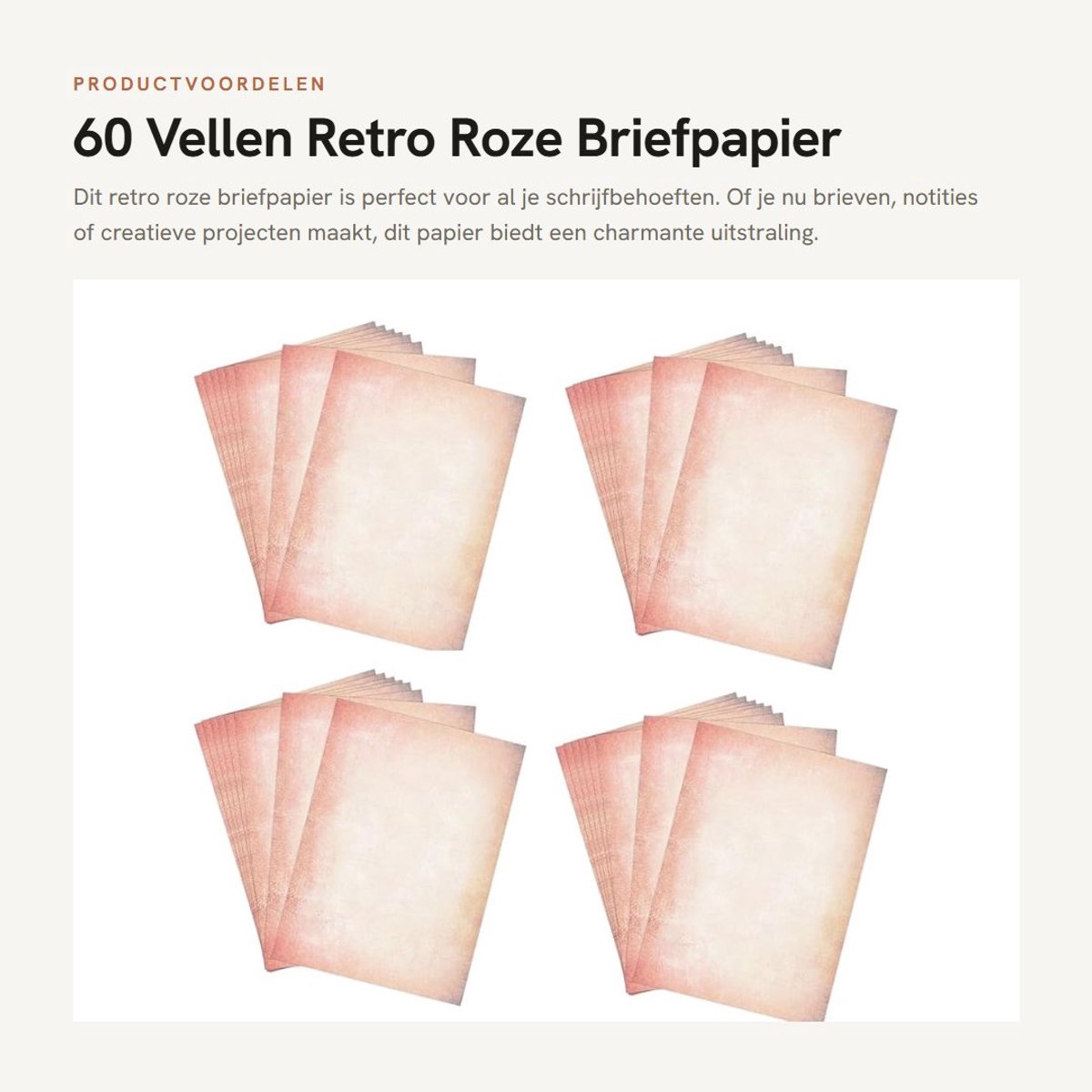 Dailygoods- Briefpapier 60 Vellen - Retro Roze - Schrijfpapier - Kopieerpapier - Gekleurd Printerpapier - 8,3 x 11,4 Inch - Geschikt voor Afdrukken