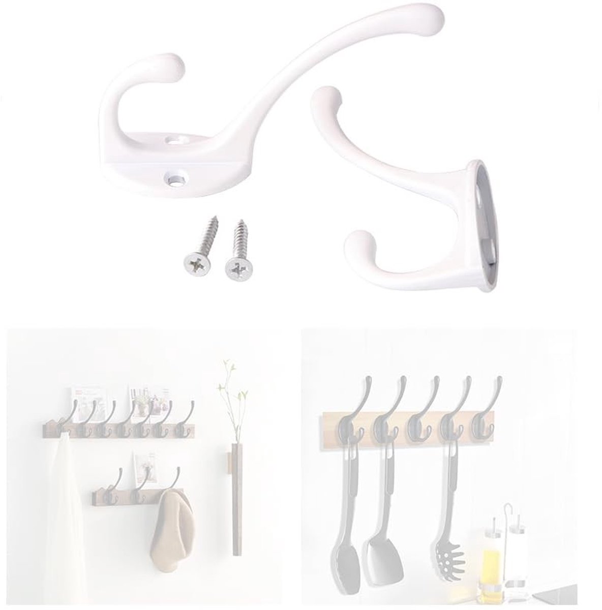Dailygoods- Kapstokhaken 6 Stuks - Wandgemonteerde Haken - Multifunctioneel voor Badkamer/Slaapkamer - Zinklegering - Draagvermogen voor Kleding/Accessoires - Wandhaken