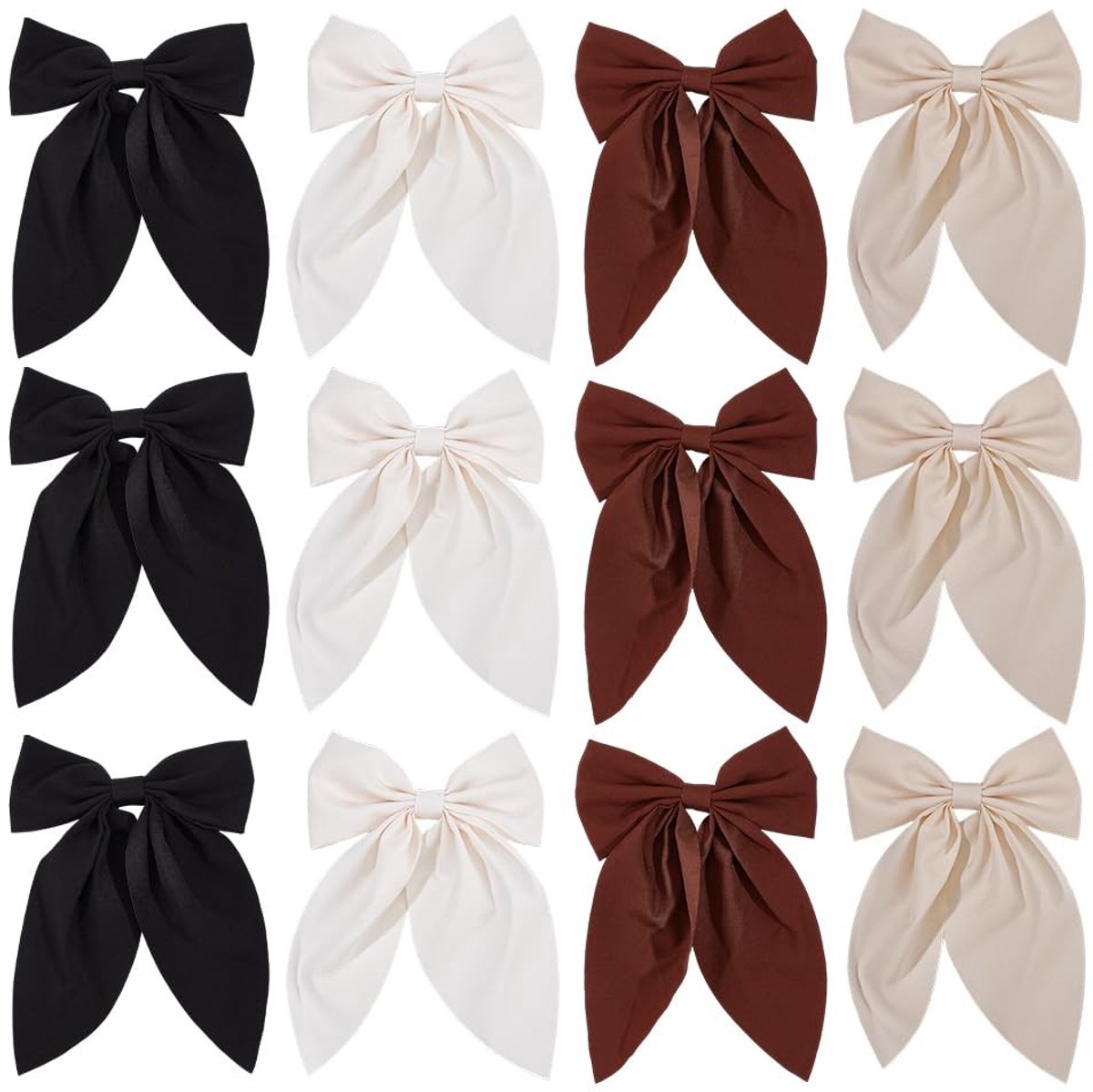 Dailygoods- Haarspeldjes 12 Stuks - Vintage Satijn - Effen Kleur - Krokodilclips - Haaraccessoires Vrouwen - Polyester Materialen