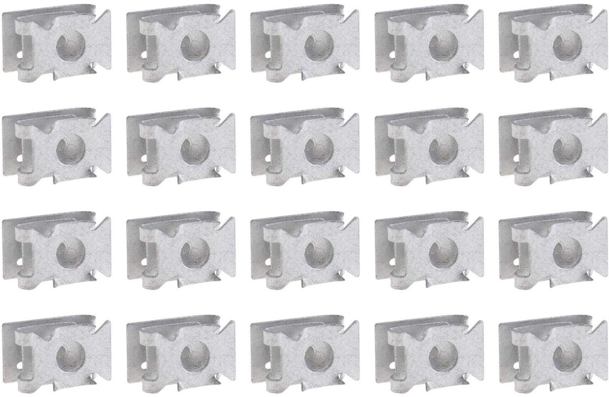 Dailygoods- Bevestigingsmiddelen 20x M5 Metalen Clips - Snelheidsmoeren - Voor/achter/links/rechts - Vervangingsaccessoires - 16,5x11x7mm - MPN N90959101 - Moeren