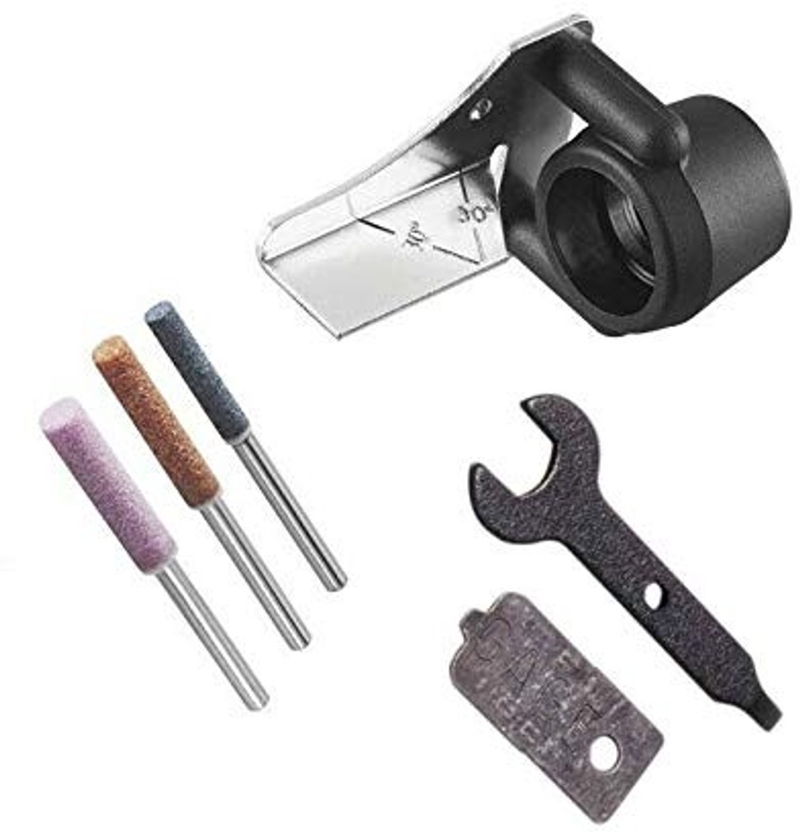 Dailygoods- Kettingzaag Slijpen Kit - Slijpen Tool - Slijpen Accessoire - Slijpstenen - Roterende Boor - Inhoud 6 Stuks - Slijpaccessoires