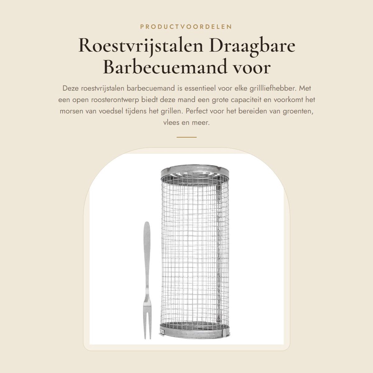Dailygoods- Barbecuemand Roestvrij Staal - Grillmand BBQ - Hittebestendig - Mesh Deksel - Grote Capaciteit - Voor Groenten/Vlees