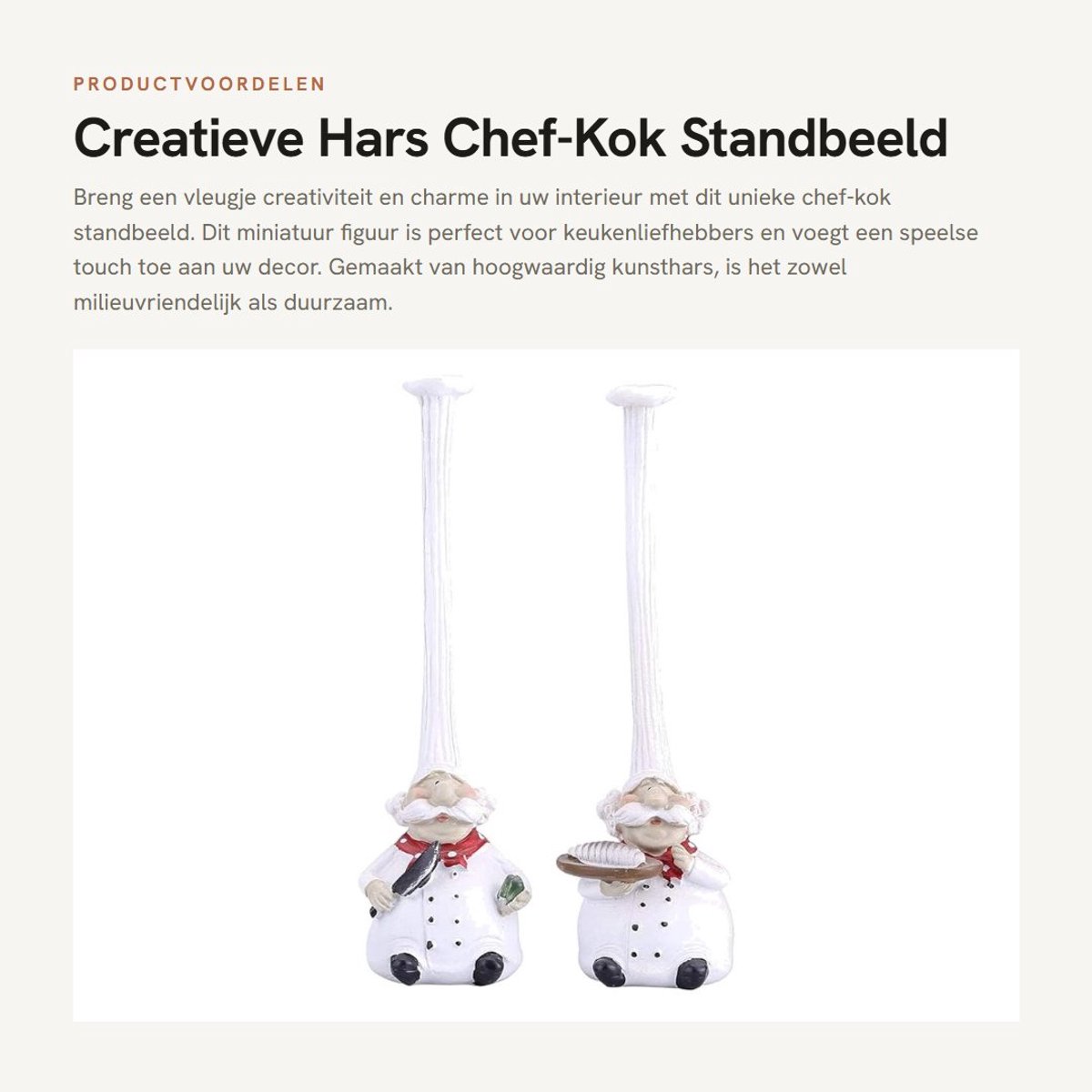 Dailygoods- Chef-kok Figuur Creatief Ontwerp - Hars Decoratie - Miniatuur Ornament - Huisdecoratie - Cadeau Voor Keukenliefhebbers - Milieuvriendelijk en Duurzaam