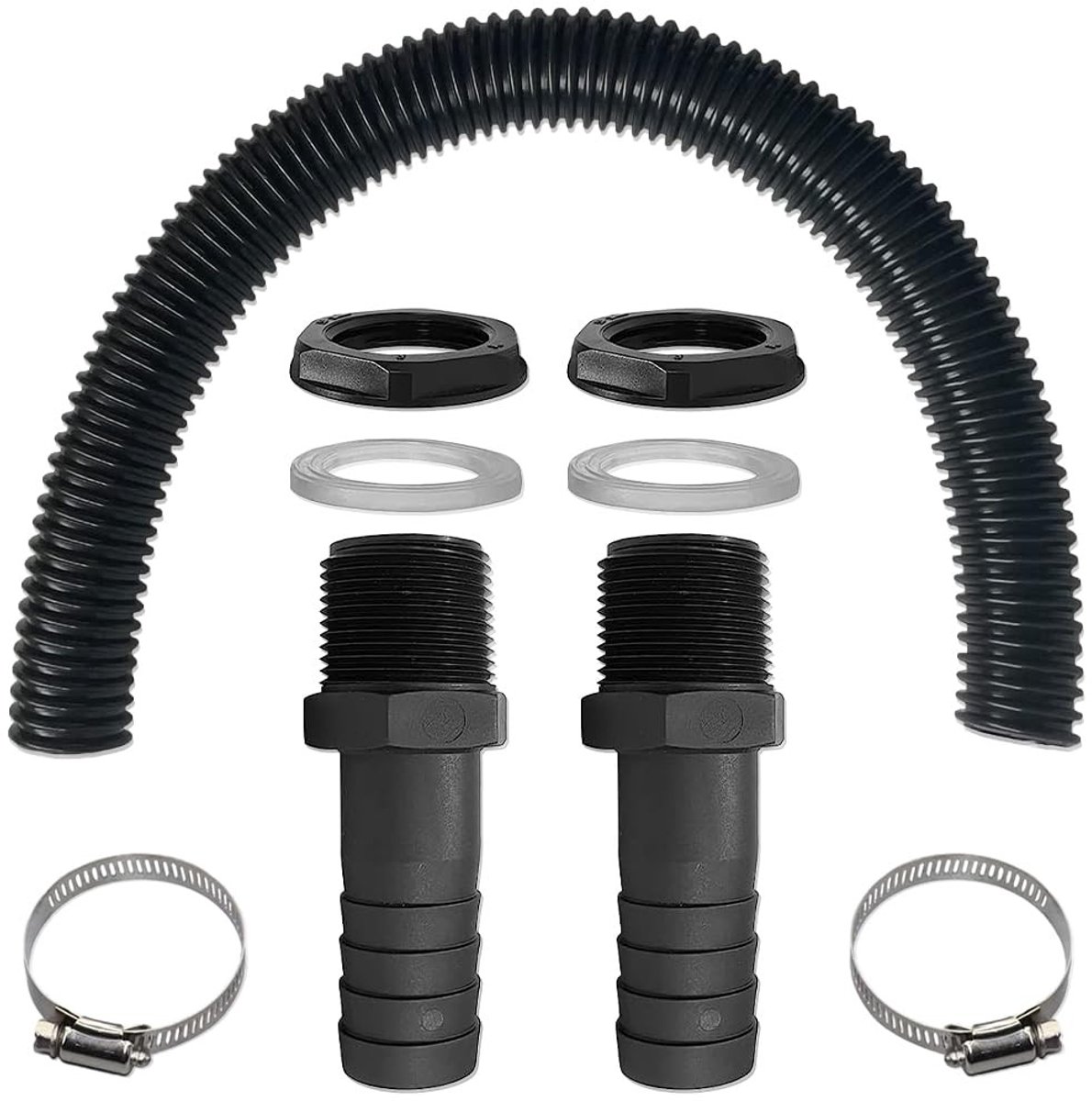 Dailygoods- Regentonverbindingsset 50 cm - 2 Slangstukken 25 mm - Vorstbestendig - Duurzaam - Connector voor Regentonnen - Hoogwaardige PE-materiaal - Regenton