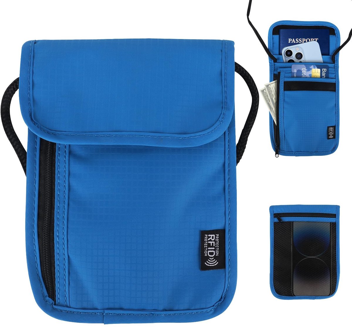 Dailygoods- Borstas met RFID-bescherming - Reisportemonnee - Zachte Borstas - Uniseks - Antidiefstal - Grote capaciteit 19x14 cm - Reistas