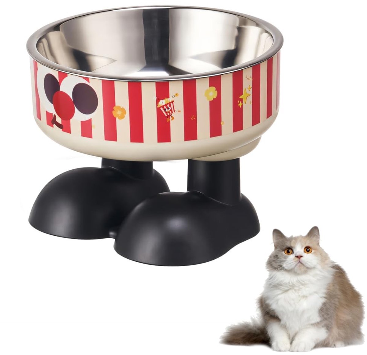 Dailygoods- Voerbak Verhoogd Ontwerp - Voederbak Kat - Antislip Voeten - Afneembare Structuur - Voor Kittens/Puppy's - Vermindert Druk op Halswervels - Dierenvoerbak