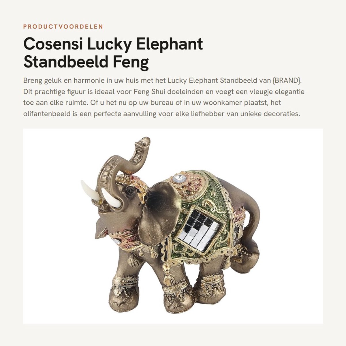 Dailygoods- Standbeeld Lucky Olifant - Decoratie Woonkamer - Feng Shui Decoratie - Houten Beeld - Professionele Kwaliteit - Hoogwaardige Materialen