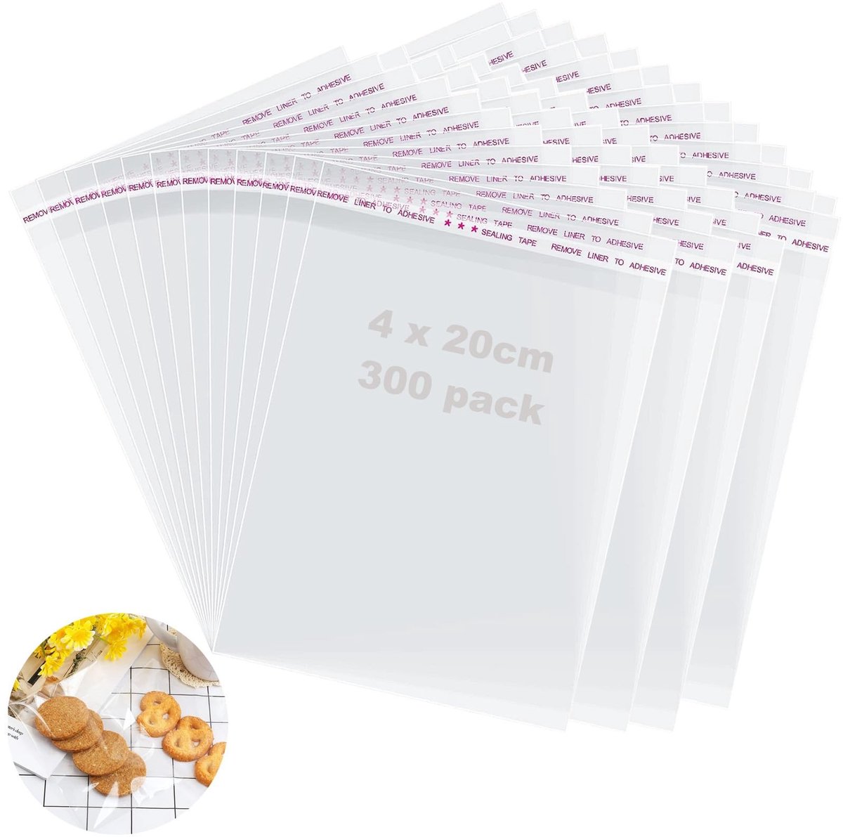 Dailygoods- Cellofaanzakjes zelfklevend 300 stuks - 14 x 20 cm - Transparant - Plastic zakjes - Kleefsluiting - Ideaal voor knutselmaterialen - Opbergtas