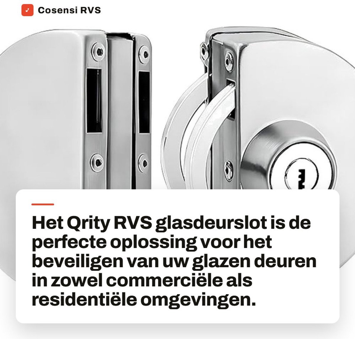 Dailygoods- Glazen Deurslot - Roestvrij Stalen Behuizing - Geschikt voor 10~12mm Glas - Met 3 Koperen Sleutels - Antivergrendeling - Vierlaagse Stalen Plaat