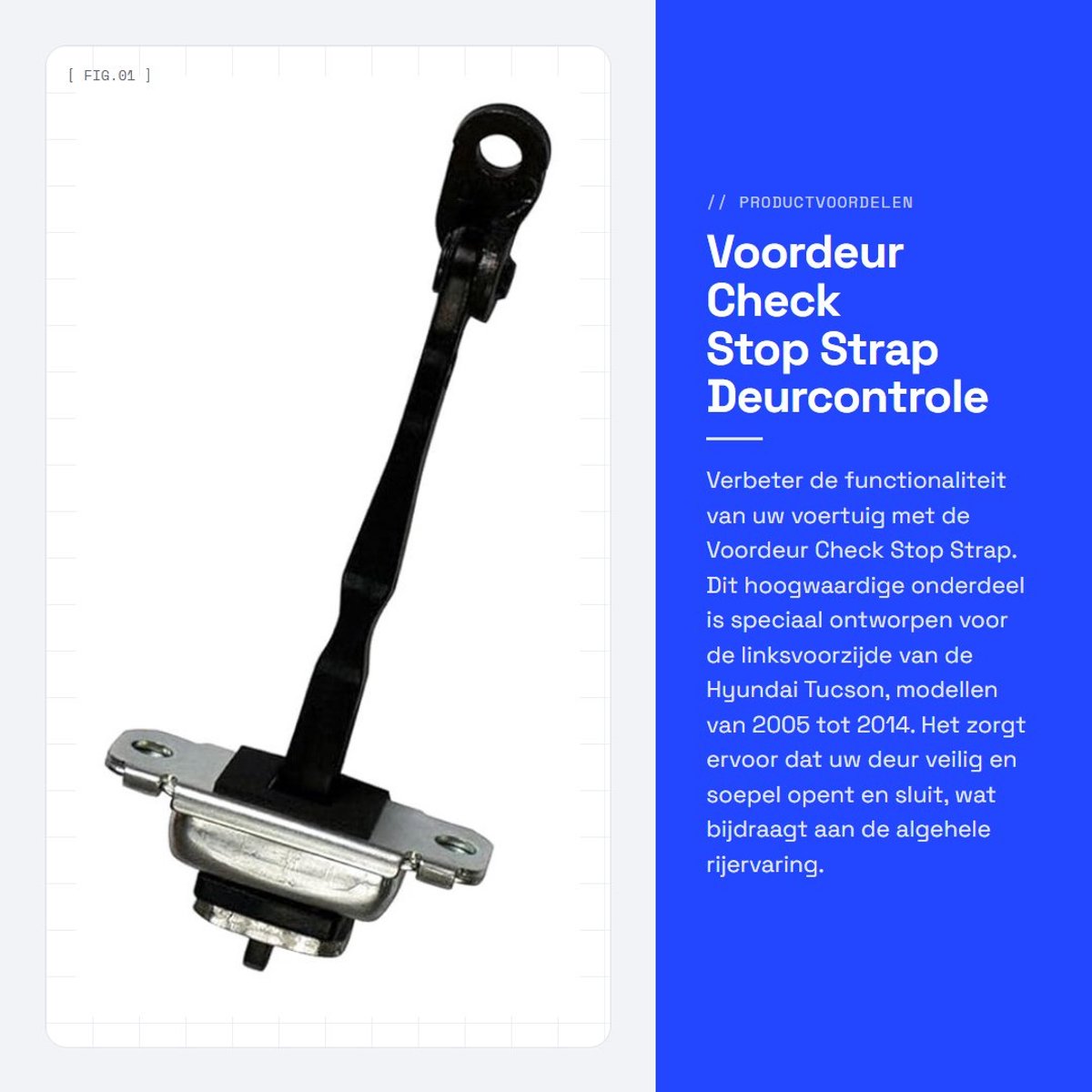 Dailygoods- Deurcontrole Linksvoor - Deurcheck Stop - Compatibel met Hy&u-nda-1 Tucson - Onderdeelnummer 79390-2E000 - Uitstekende functie - Blijft dichtslaan bij extreem weer - Deurstoppers