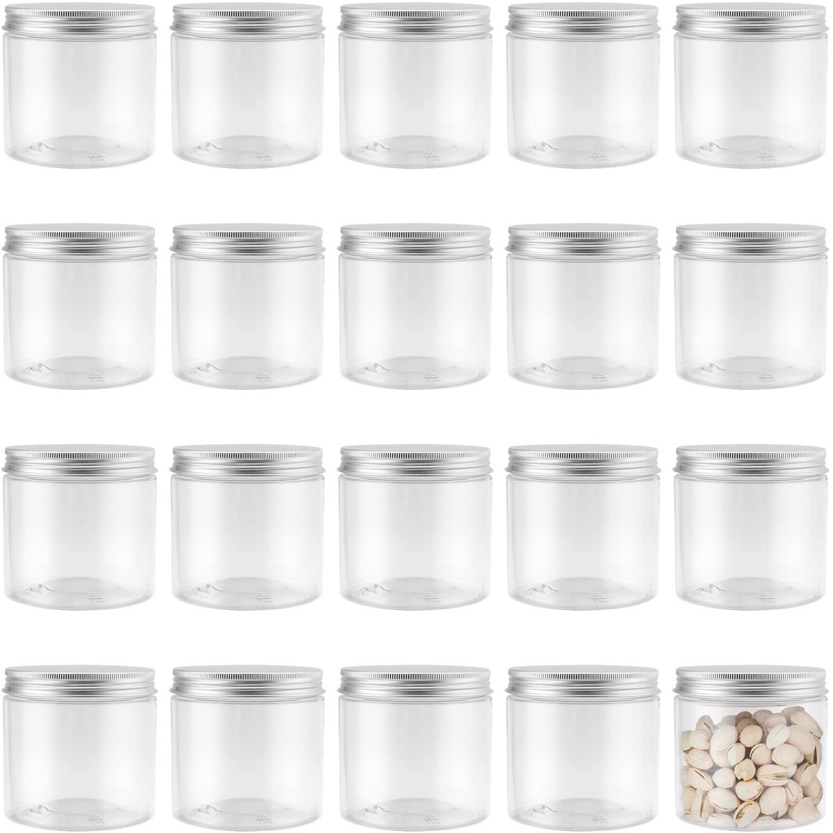 Dailygoods- Voorraadpotten 20 stuks 350 ml - Doorzichtige Opbergcontainers - Plastic Potten met Deksels - Slijmcontainers - Aluminium Schroefdoppen - Comfortabel voor Opslag - Opbergpot