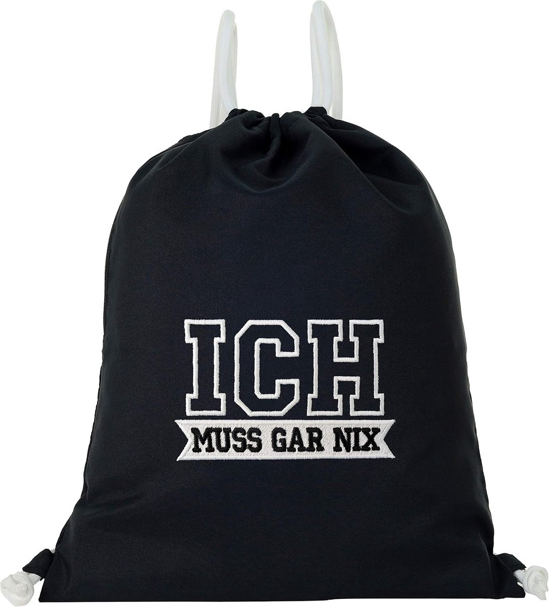 Gymtas met tekst - Sporttas rugzak - Vrije tijd sport - Geborduurd statement - 37 x 47 cm - Zwart