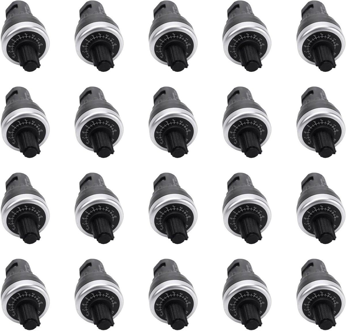 Potentiometer Regelaar - Variabele Weerstand - Frequentie Instellen - 22mm Diameter - 20 Stuks - Zilver