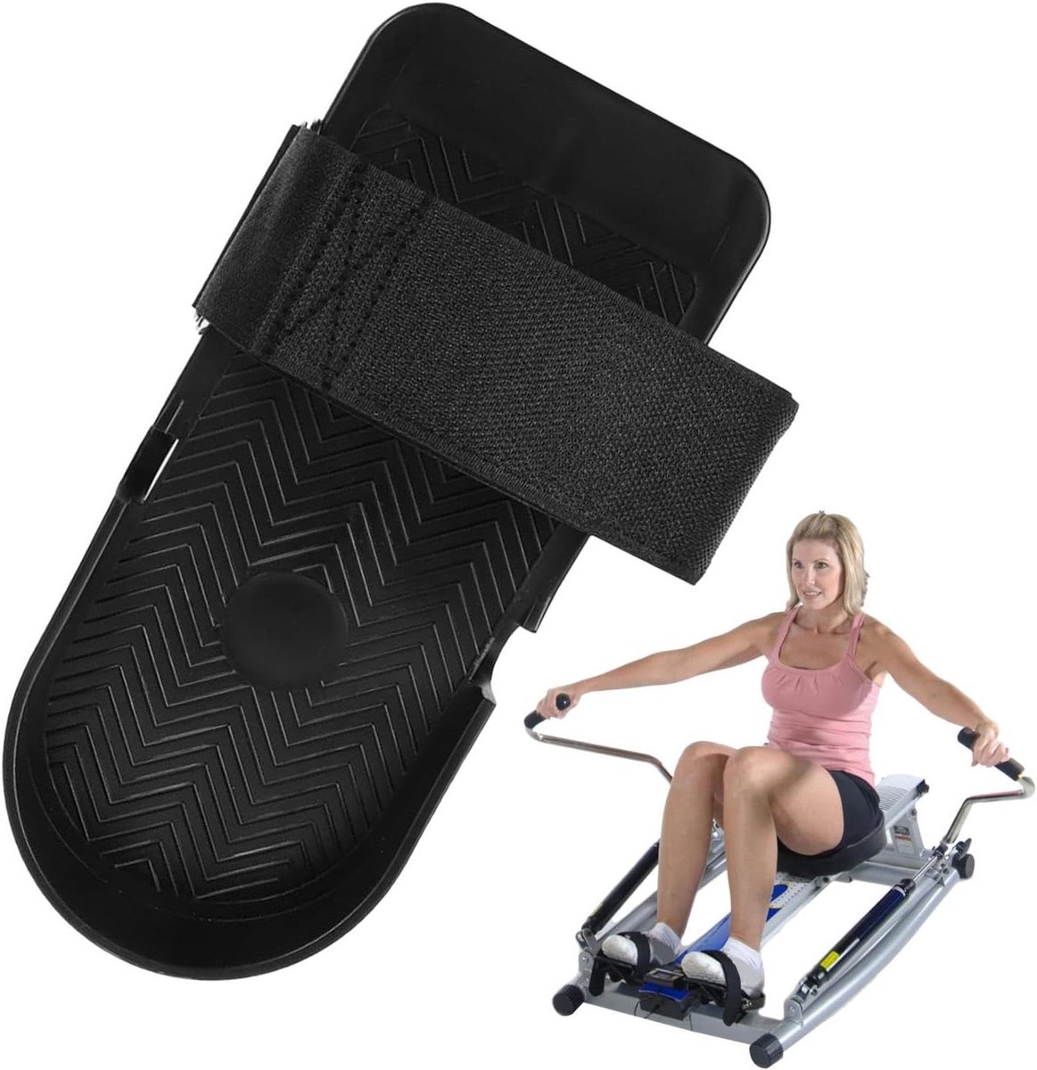 Roeimachine Pedalen - Voetsteunen Roeitrainer - Thuis Fitness - Robuuste Constructie - 24 x 10.5 cm - Zwart