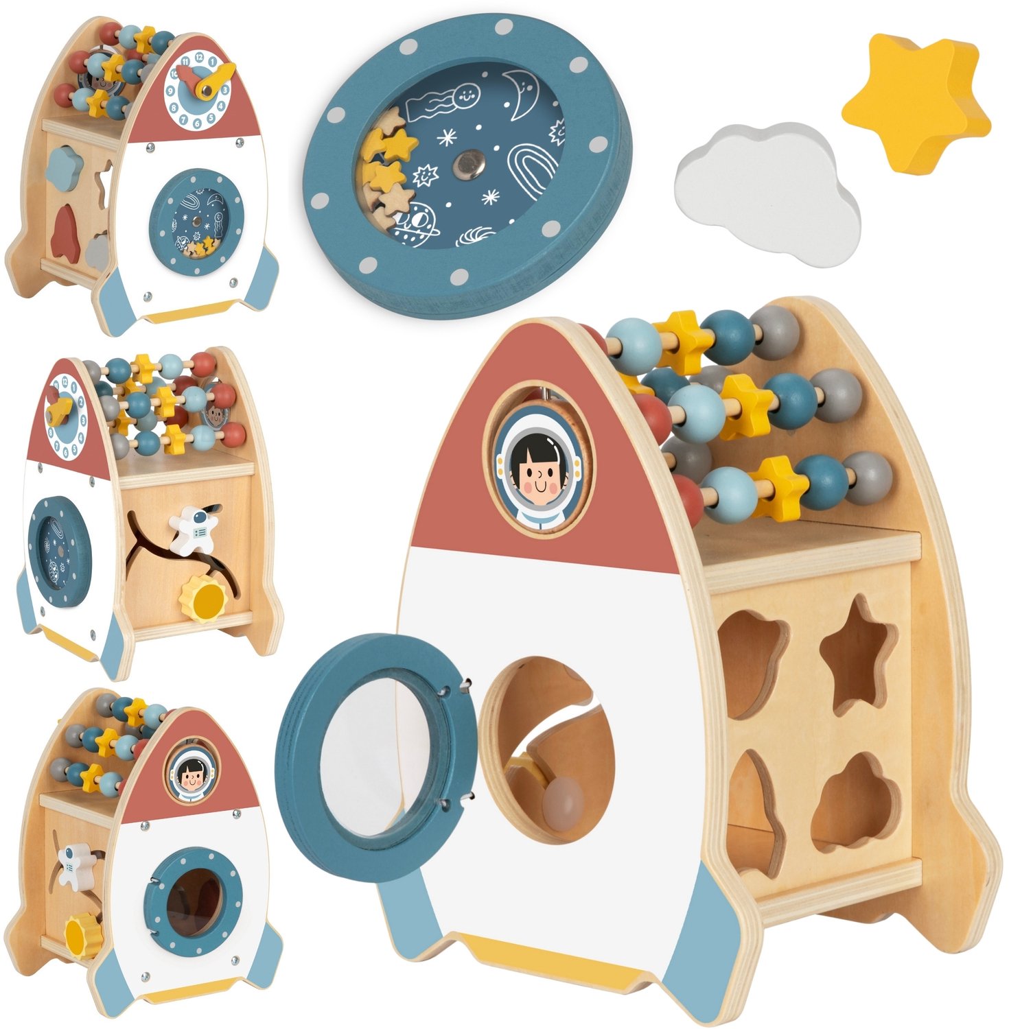 Tooky speelgoedruimteraket Activity Sorter houten doolhof