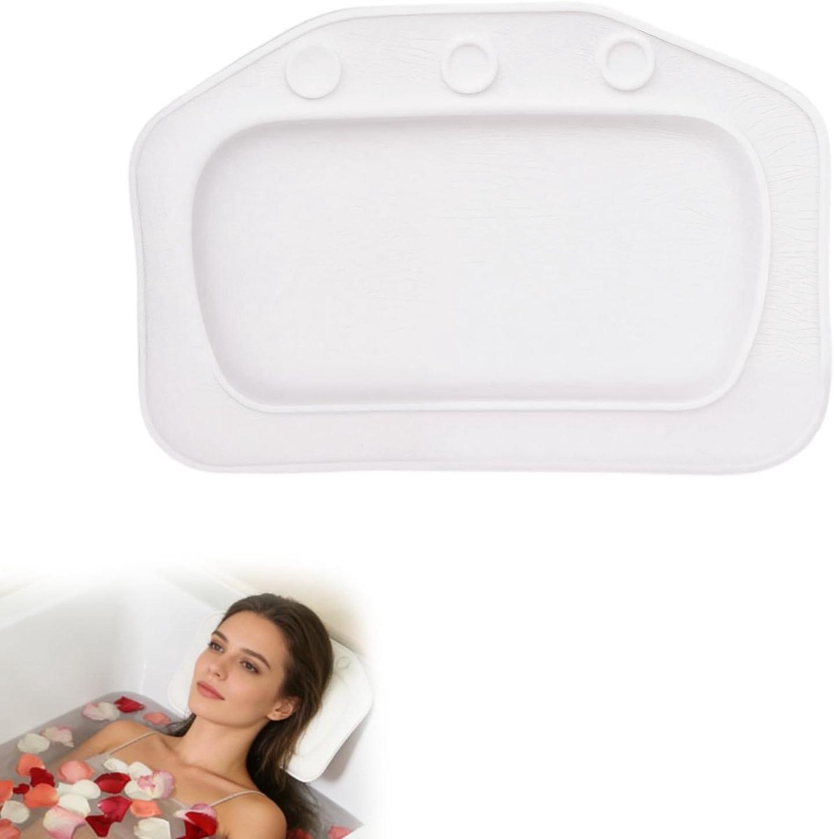 Badkussen - Nekkussen badkuip - Ontspannen in bad - Ergonomisch design - 31 x 21 cm - Wit