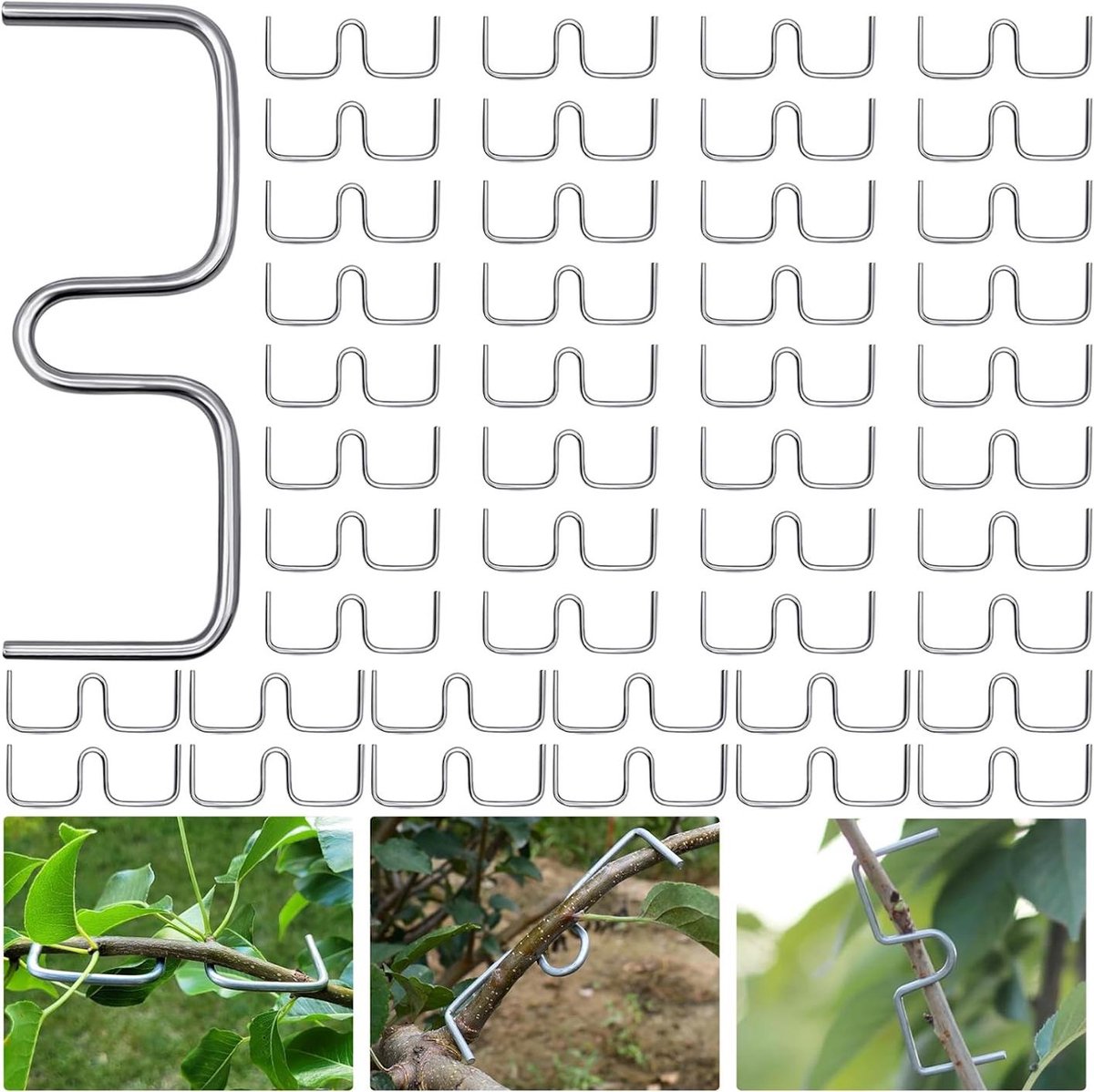 longziming - Takkenspreider - 90 stuks - M-vormige Takhouder - Verstelbare Tak Spreider Tuin - 8 cm - Gerichte Astausbreitung - Werkzeuglose Montage - Verzinkt Staal - Fruitboom Taksteun