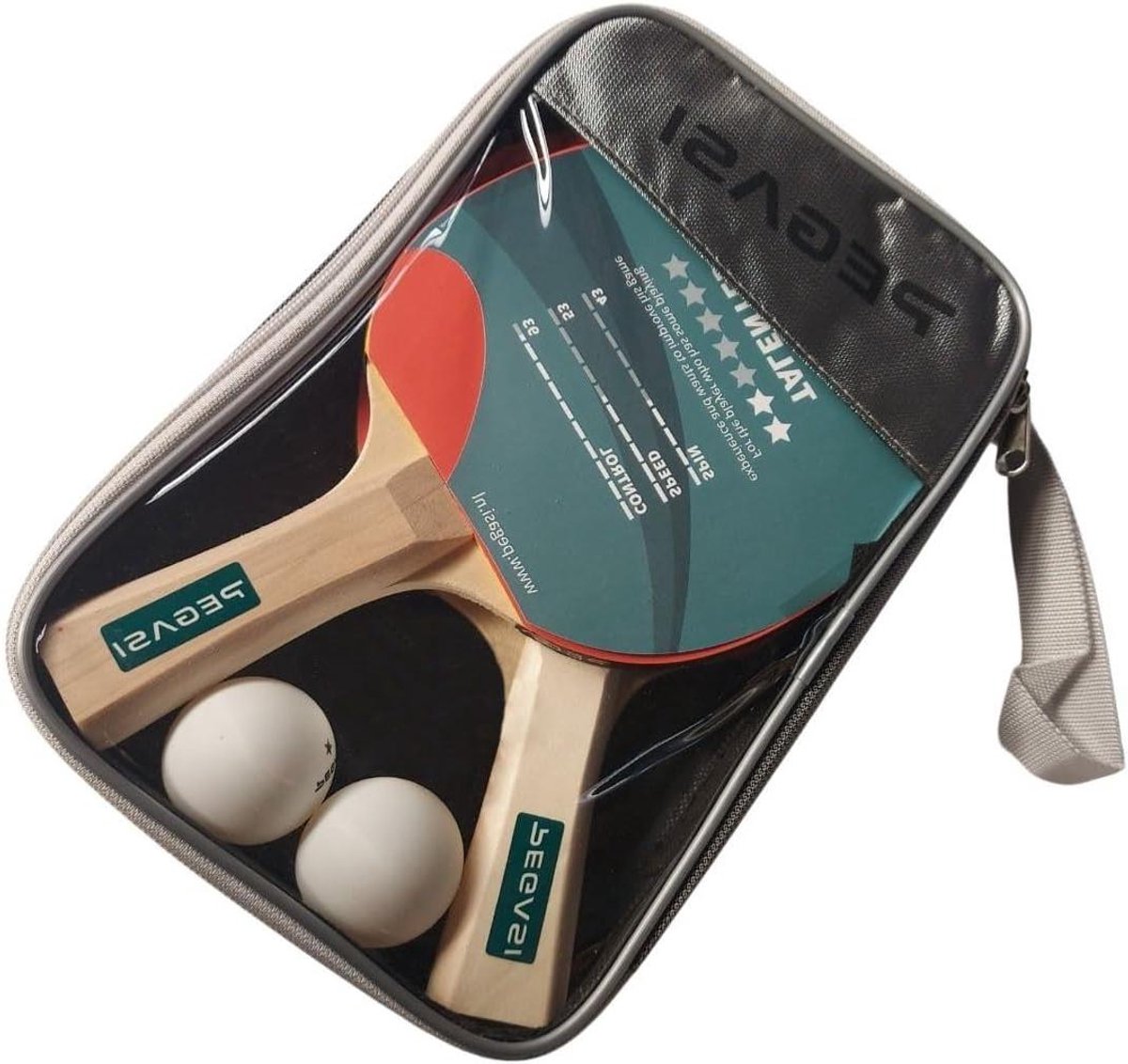 Tafeltennisbat Set - Pingpong Set - Hobby Gebruik - Goede Controle - 2 Batjes 2 Ballen - Rood Zwart