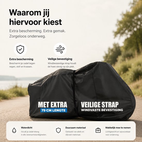 BOTC Fietshoes Universeel voor alle Fietsen - 200*85CM - Voor 1 fiets of 2 fietsen - Waterdicht Ultra Sterk Oxford - Incl. Opbergzak - Zwart van BOTC — afbeelding 3