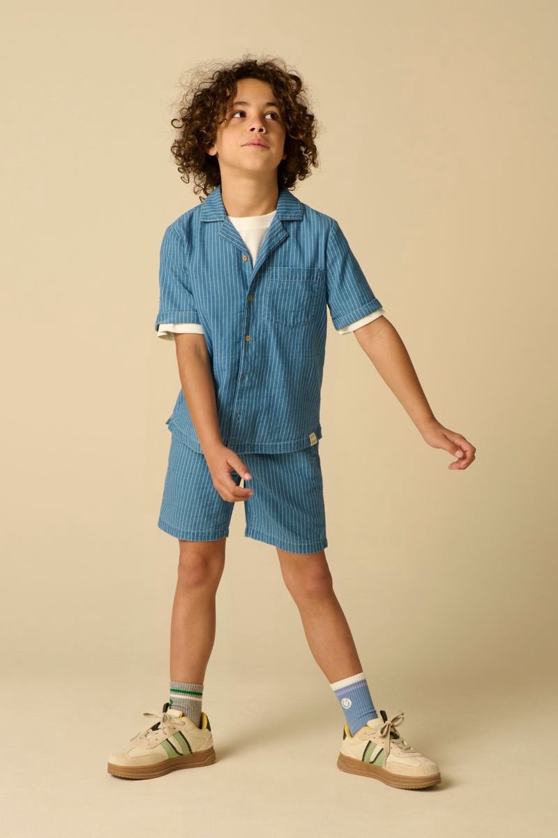 Sissy-Boy - Blauw denim gestreept overhemd