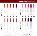 Maybelline SuperStay 24H Shadefinder met alle rode, roze, nude en paarse lipsticks.